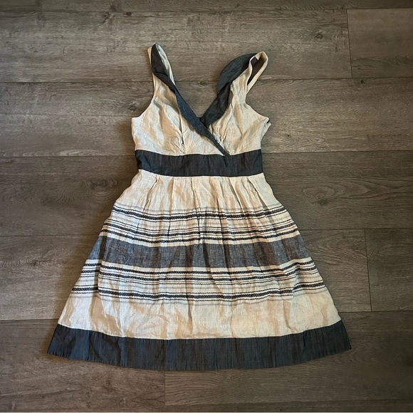 Women’s Eva Franco Linen Striped Sleeveless Dress Size 8 - Picture 1 of 8